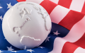 globe on a U.S. flag