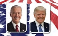 Biden and Trump placed over American Flag