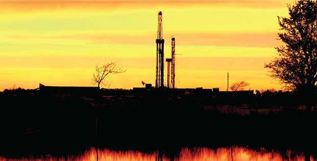 Henry Resources LLC rig at sunset