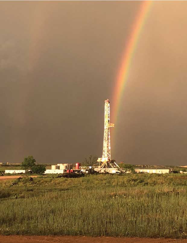 Bayswater Exploration rig with rainbow