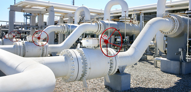 Oil gas processing plant with pipe line valves