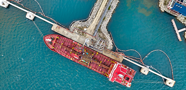 ariel view of oil tank ship