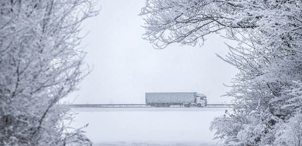 semi on wintry road