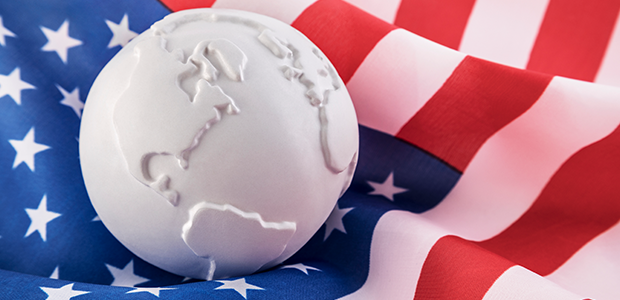 globe on a U.S. flag