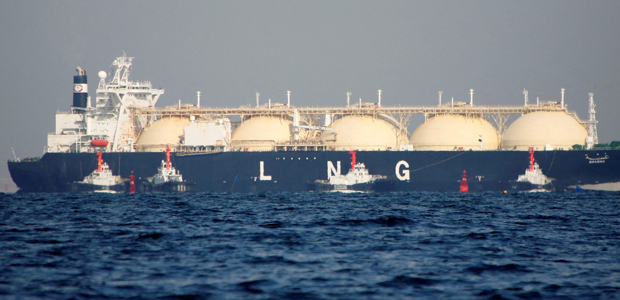 LNG export vessel on the water 