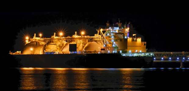 LNG Tanker at night