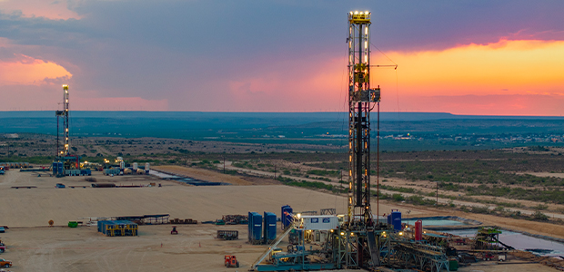 Rigs at sunset