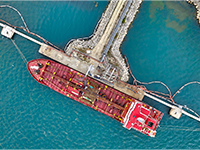 ariel view of oil ship tank