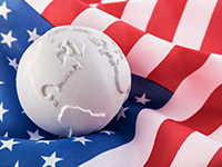 globe on U.S. flag