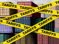 tariff tape all over shipping containers