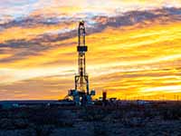 rig at sunset