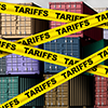 tariffs tape over shipping containers