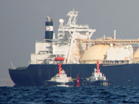 LNG export vessel on water