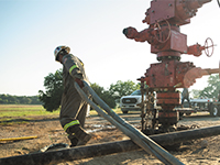 field worker and well drilling